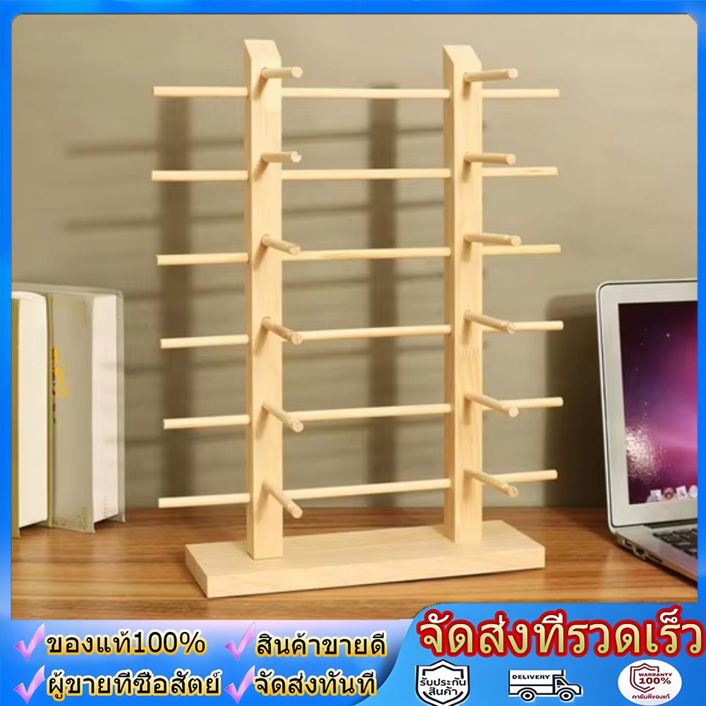 ชั้นวางแว่นกันแดดไม้ 12คู่ไม้ยืนแสดงแว่นกันแดดกรอบแว่นตาที่ใส่ออแกไนเซอร์สำหรับบ้านหรือแว่นตาร้านแสดง 6ชั้น