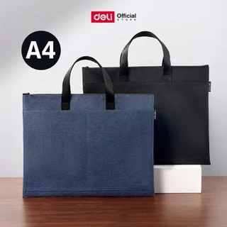 กระเป๋าโน้ตบุ๊ค ขนาด A4 Deli รุ่น DP088 มีหูหิ้ว (สีน้ำเงิน/สีดำ) (จำหน่าย 1 ใบ)
