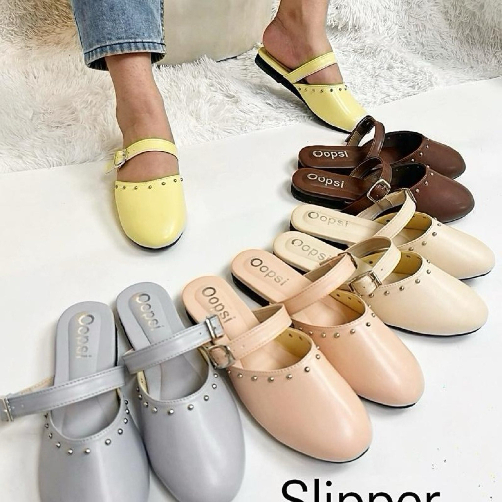 รองเท้าเปิดส้น Slipper รุ่น k-568 ส้น 1 นิ้ว เข็มขัดปรับระดับได้(ไซซ์ 36-47)