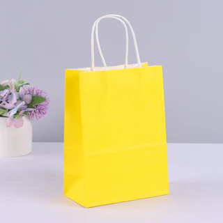 10pcs/setถุงคราฟต์พรีเมียมเกรดA หนาเหนียวทน หูหิ้วเชือกทองแข็งแรง รับน้ำหนักดี มีสีขาว-น้ำตาล-แดง-ดำ-เขียว