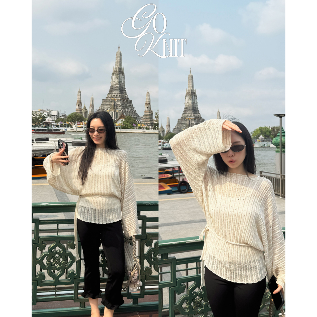 UIUI | GO KNIT เสื้อนิต พร้อมเชือกผูกเอว