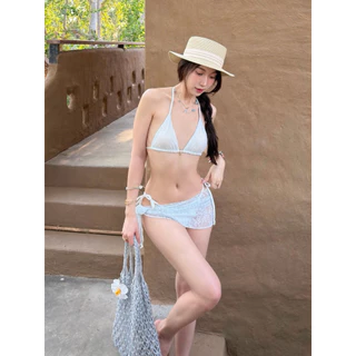 Bikini Cover 290.- ผ้าคลุมบิกีนี่กันโป๊ ผ้าลูกไม้เนื้อนุ่ม ปักป้ายทอแบรนด์Feelfree.bkk