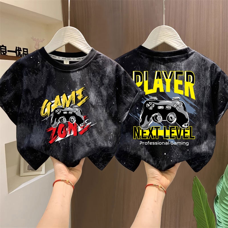 【COD】ผ้าฝ้าย 100% ลายการ์ตูนสุดเก๋ เสื้อยืดเด็กแบบมัดย้อม บาสเก็ตบอลชินจัง นุ่มสบาย ทรงหลวม 90-150ซม 3-12ป จัดส่งรวดเร็ว