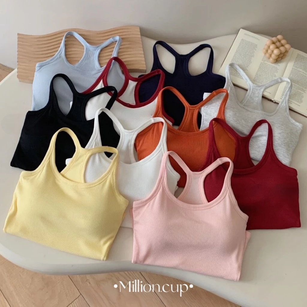 พร้อมส่ง สายเดี่ยวผ้าร่องมีบรา สายเดี่ยวสีพื้นคอยู สายเดี่ยวผ้าดีพรีเมียม สีพื้น ใส่ทำงาน เบสิคbasic