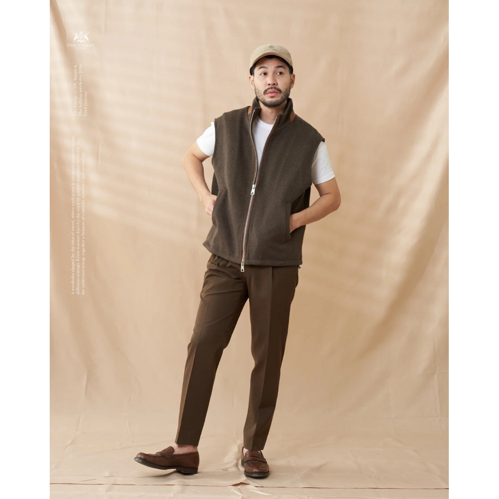 [Code20%ทักแชท] The Finery – The Merino Wool Vest สีน้ำตาล Brown | ผ้า Merino Wool 100% จาก New Zealand | ซิป & กระเป๋า