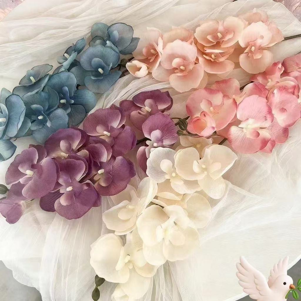 10pcs/setฟาแลนอปซิสปลอมระดับพรีเมียม ตกแต่งงานแต่งงานและฉากหลังธุรกิจ ให้ความหรูหรา