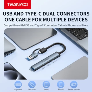 TRANYOO HB11-AC ฮับขยาย 4-in-1 โลหะ มีพอร์ต Type-C + USB 3.0 + USB 2.0 × 2 เหมาะสำหรับคอมพิวเตอร์และแล็ปท็อป