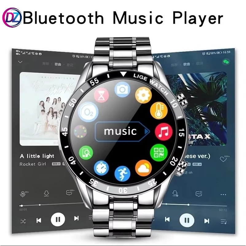 Full Circle Touch Screen Luxury Mens Smart Watch Waterproof Sport Fitness Watch Bluetooth Phone Smar