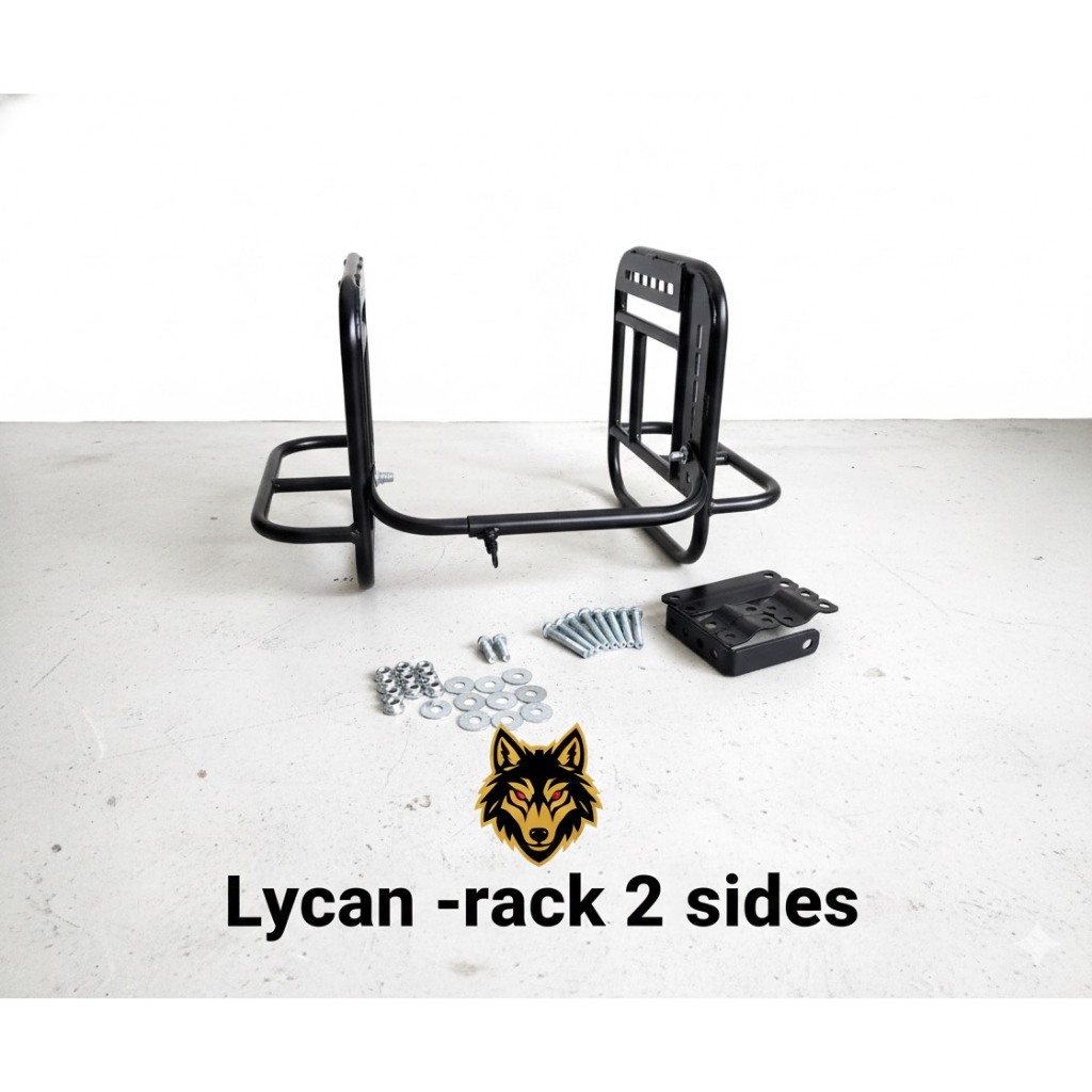 ชุด rack ซ้าย-ขวา สำหรับใส่กับรถมอเตอร์ไซต์ที่มีตะแกรงท้ายทุกรุ่น /แรร๊กวางของซ้าย-ขวา Lycan (SH-02) 😎A😎