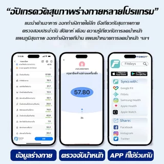 【24ชมจัดส่งเร็ว🚛】เครื่องชั่งน้ำหนัก วัดไขมัน อัจฉริยะ พร้อมแอปภาษาไทย ตรวจสุขภาพ ของแท้ 100% เครื่องชั่งน้ำหนักอัจฉริยะ