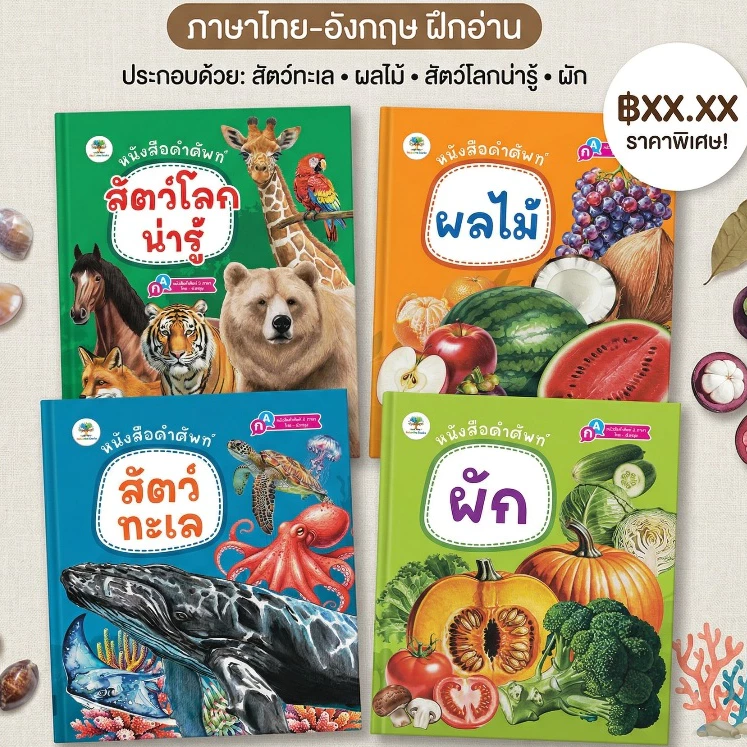 ์NEW หนังสือ คำศัพท์ 2 ภาษา ไทย-อังกฤษ เรื่มต้นเรียนรู้ก่อนเข้าเรียน