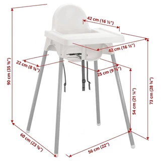 IKEA ANTILOP เก้าอี้สูง เก้าอี้กินข้าวเด็ก พร้อมถาดวาง ขาว ฟ้า ขาสีเทา ขาว ไม้