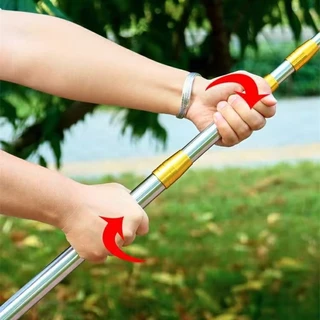 ฉมวกสแตนเลสแบบยืดหดได้ ทำมือ ปลายฉมวกเหล็กมีหนาม ฉมวกสำหรับปลาไหล ฉมวกสำหรับปลาโลช