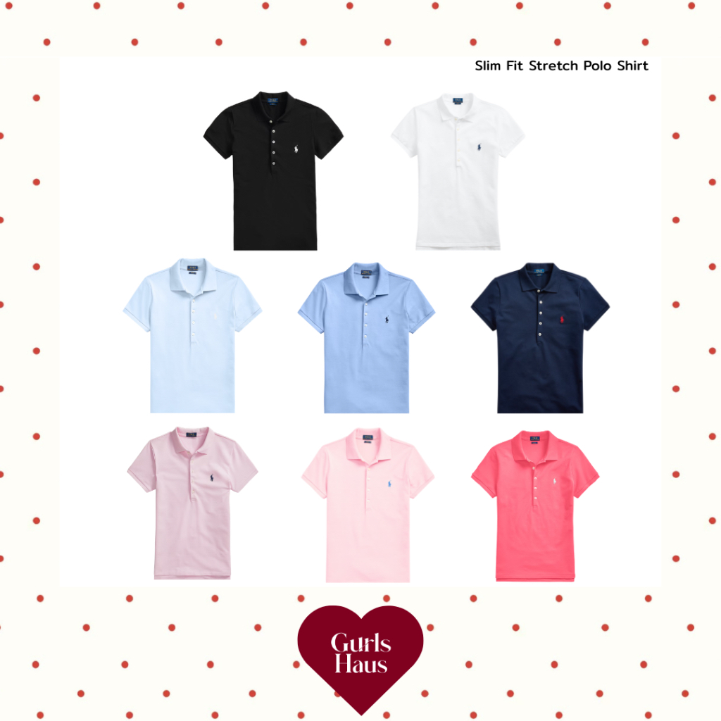 พร้อมส่ง [แท้สแกนได้] Polo Ralph Lauren เสื้อโปโลผู้หญิง 5 กระดุม  รุ่นSlim Fit Stretch Polo Shirt 2