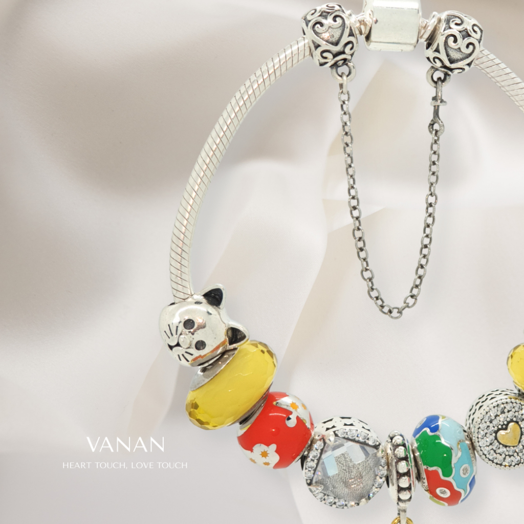 [โละทุน] Vanan โซ่กันตกเงินแท้ 925 รุ่น Safety Chain (กันชาร์มตกหล่น รู 4.5mm)