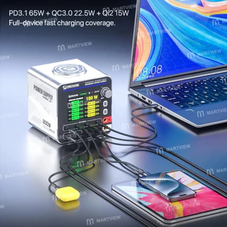 MECHANIC G-POWER 3in1GaN Multi-Port Charger 200W สําหรับ iPhone iPad พร้อมชาร์จไร้สาย 15W รองรับเครื่องมือชาร์จไร้สาย
