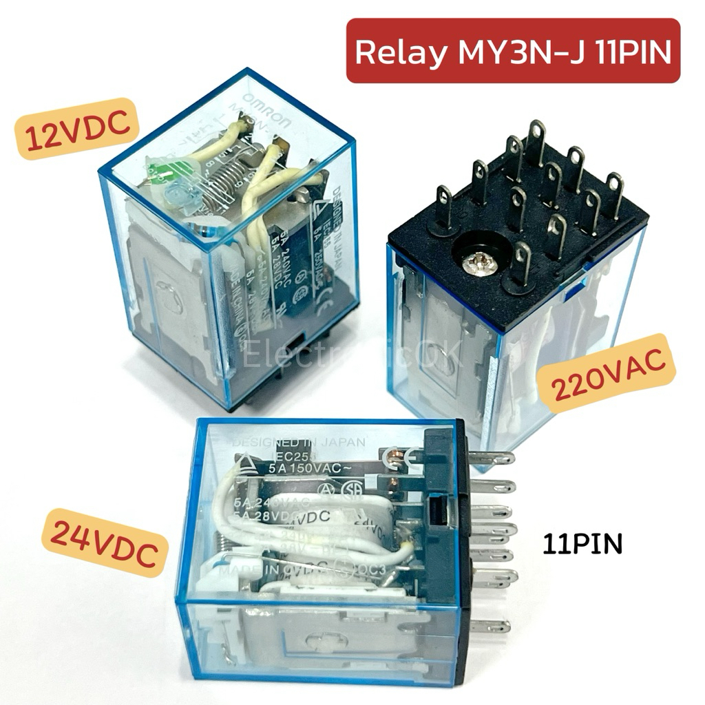 Relay รีเลย์ MY3N-J 11PIN 12VDC 24VDC 220VAC มีไฟ