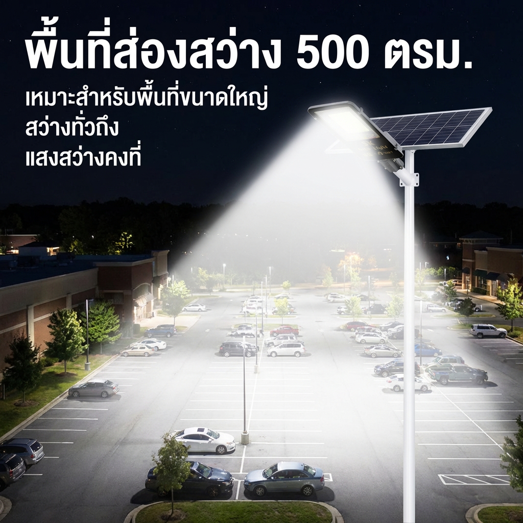 โคมไฟถนนโซล่าเซลล์ C600W วัตต์แท้1032SMD IP67 สว่าง12-16ชม.ส่อง500ตร.ม.รับประกัน2ปี พร้อมส่งSK.solar ราคา ถูกที่สุด ดีลบีเคเค แกลเลอรีภาพที่ 2
