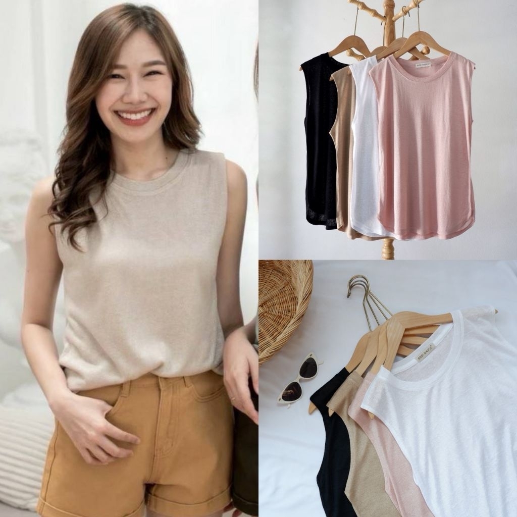 เสื้อแขนกุด​ ผ้าสลาฟเนื้อบาง