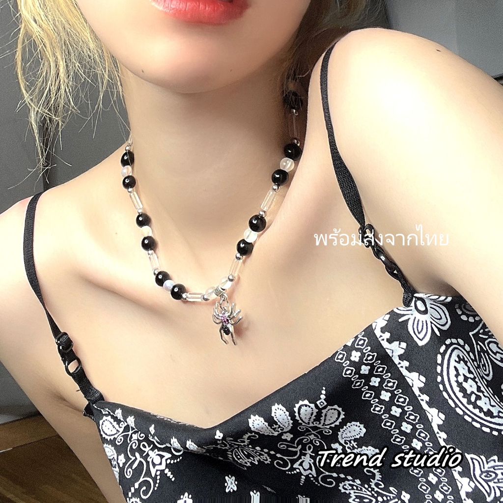 สร้อยคอพร้อมจี้รูปแมงมุม Dark Series ประดับเพชรแวววาว สามารถสวมใส่ได้ทั้งชายและหญิง คอลเลกชันสร้อยคอที่มีสไตล์
