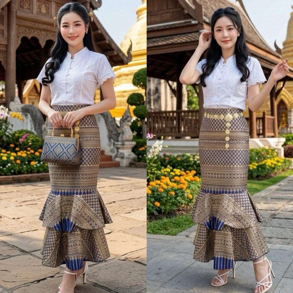 ผ้าถุงสำเร็จรูป หางปลา2ชั้น รูปที่ 2