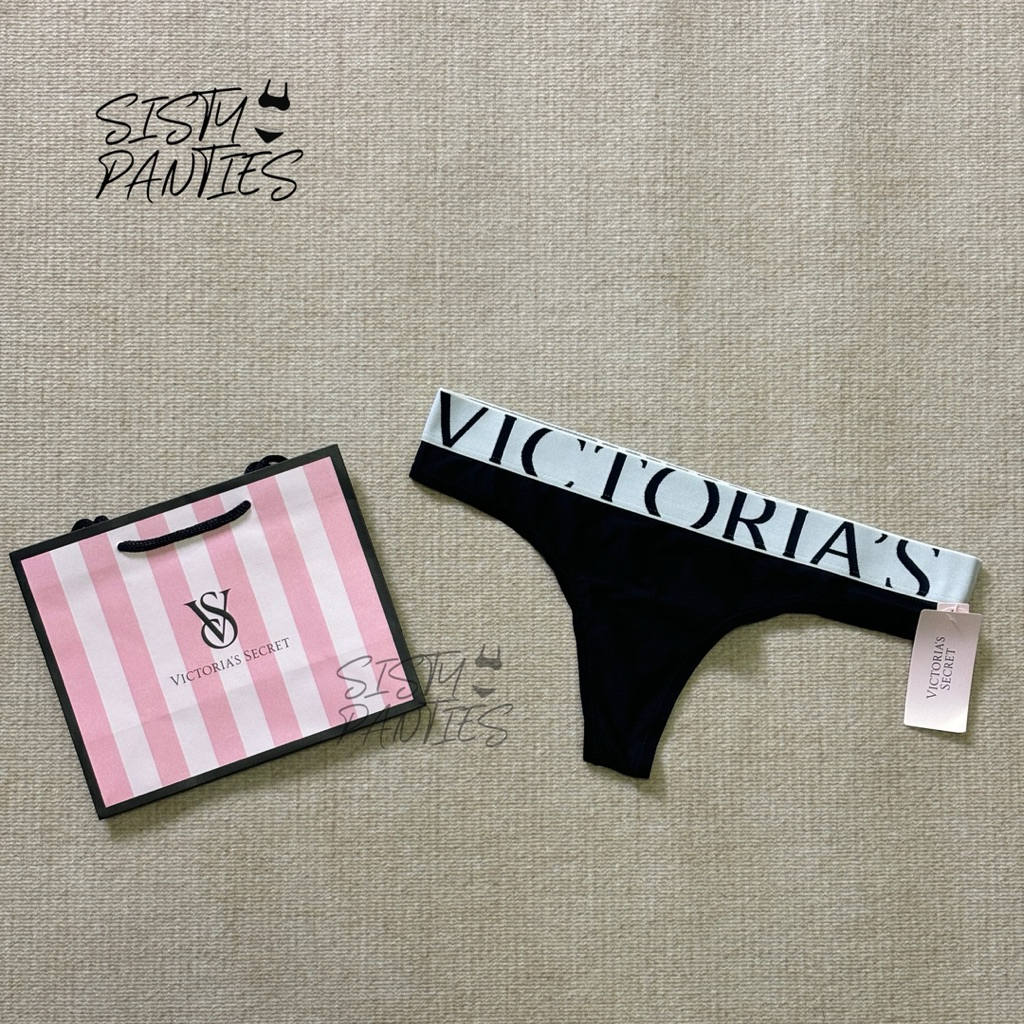 (สินค้าพร้อมส่ง) Victoria's Secret กางเกงชั้นใน Exploded Logo Cotton Thong Panty ของแท้!