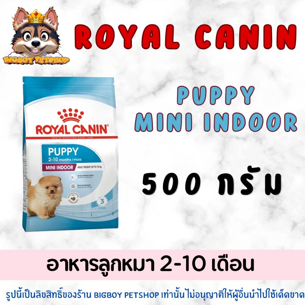 Royal Canin Mini Indoor Puppy อาหารเม็ดลูกสุนัข พันธุ์เล็ก เลี้ยงในบ้านอายุ 2-10 เดือน(3 กก.) + อาหารเปียก 85 ก.x 12 ซอง
