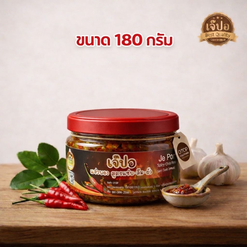 แจ่วบองเจ๊ปอ ขนาดใหม่ 180 กรัม