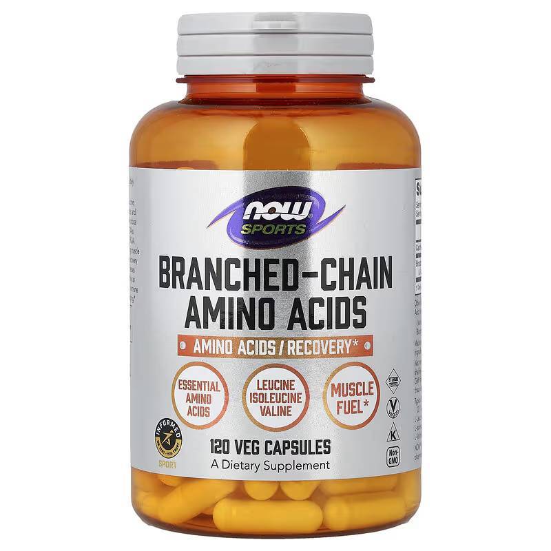 BCAA กรดอะมิโน NOW Foods, Sports, Branched-Chain Amino Acids, 650 mg 120 Veg Capsules