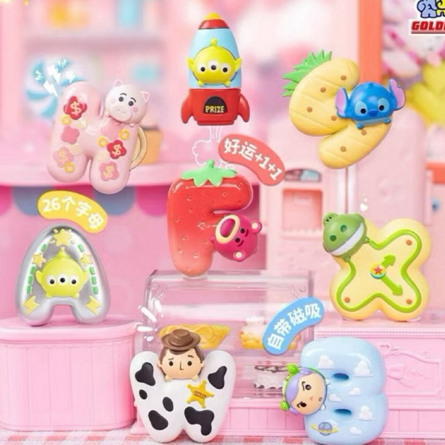 🍍🍋‍🟩Disney LUCKY LETTER TsumTsum แม่เหล็กติดตู้เย็น(แบบจุ่ม)