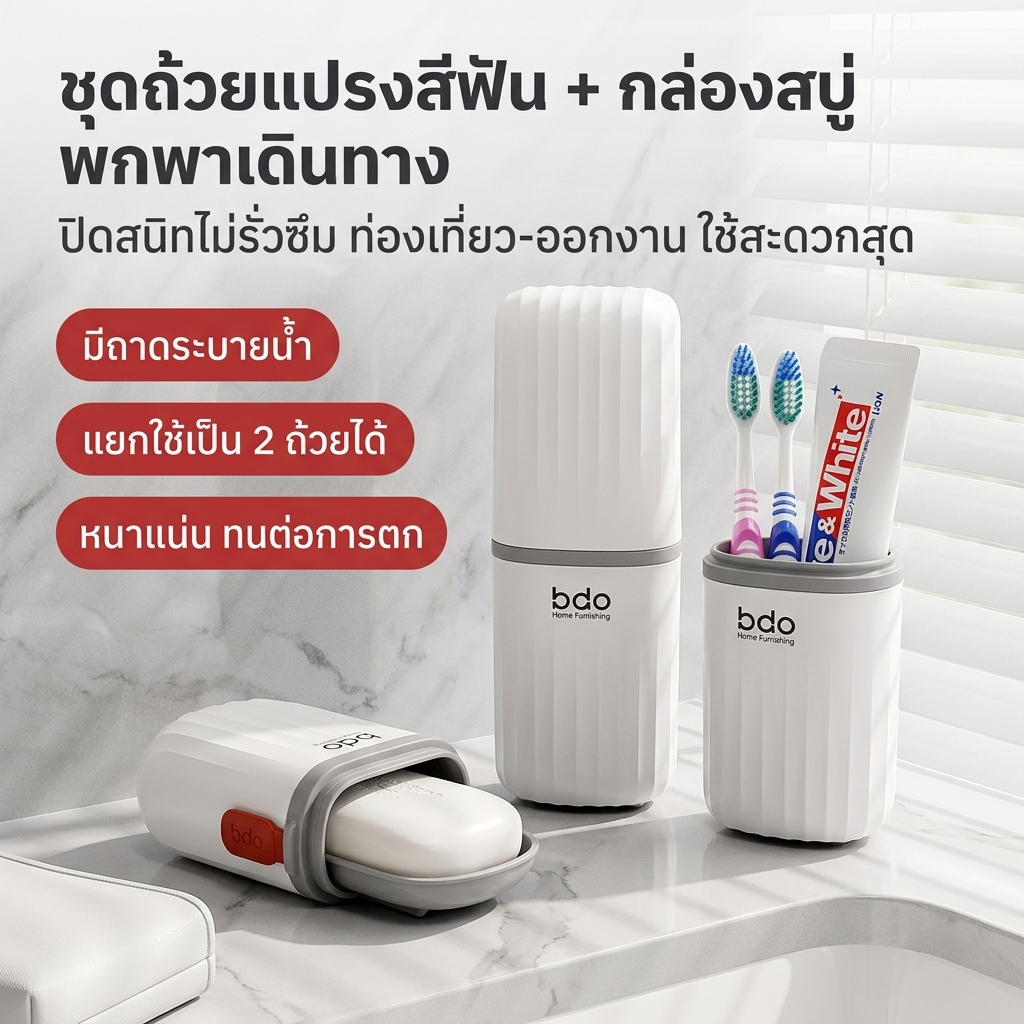 กล่องเก็บแปรงสีฟันและยาสีฟันแบบพกพา รุ่น 2 in1 ช่วยรักษาความสะอาดได้ดี มีให้เลือก 2 รุ่นตามความต้องการ