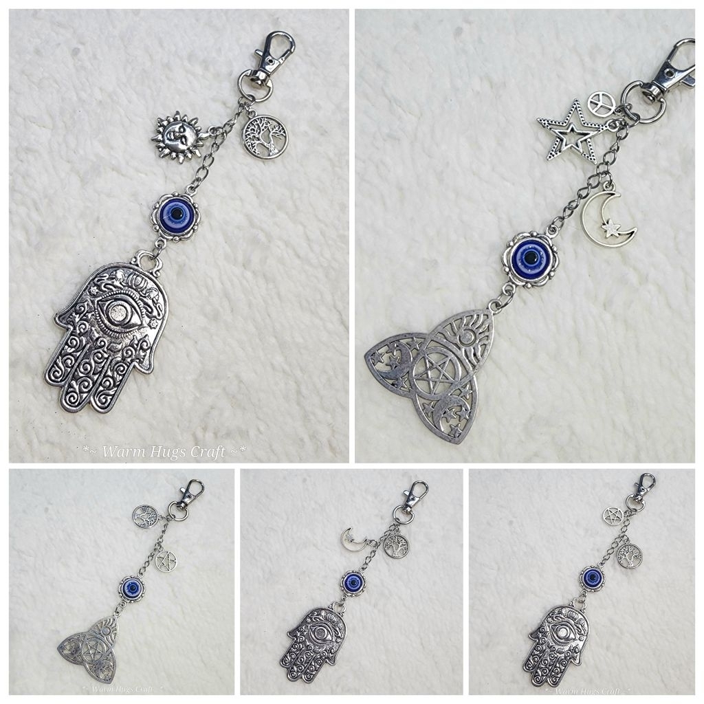 Keychain >> EVIL EYE 🧿 พวงกุญแจ ที่ห้อยมือถือ ที่ห้อยโทรศัพท์ | เครื่องราง ปกป้อง Hamsa Wicca Clover