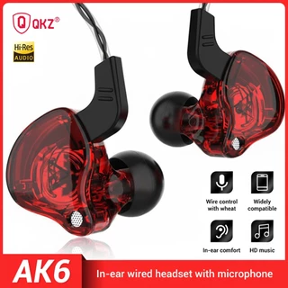 🔥หูฟัง Qkz AK6 หูฟังอินเอียร์ หูฟังแบบมีสาย ชุดหูฟังไมโครโฟนเบส หูฟังถอดสายได้ หัวเสียบ aux 3.5 มม ไมโครโฟนในตัว Earbuds