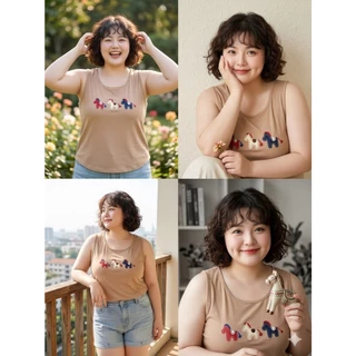 ใฟม่//522#-เสื้อกล้ามผู้หญิง เสือกล้ามสาวอวบ ลายน้องม้าสามสี🐎 ผ้านิ่ม รอบอกยืดถึง50นิ้ว มี5สีให้เลือก