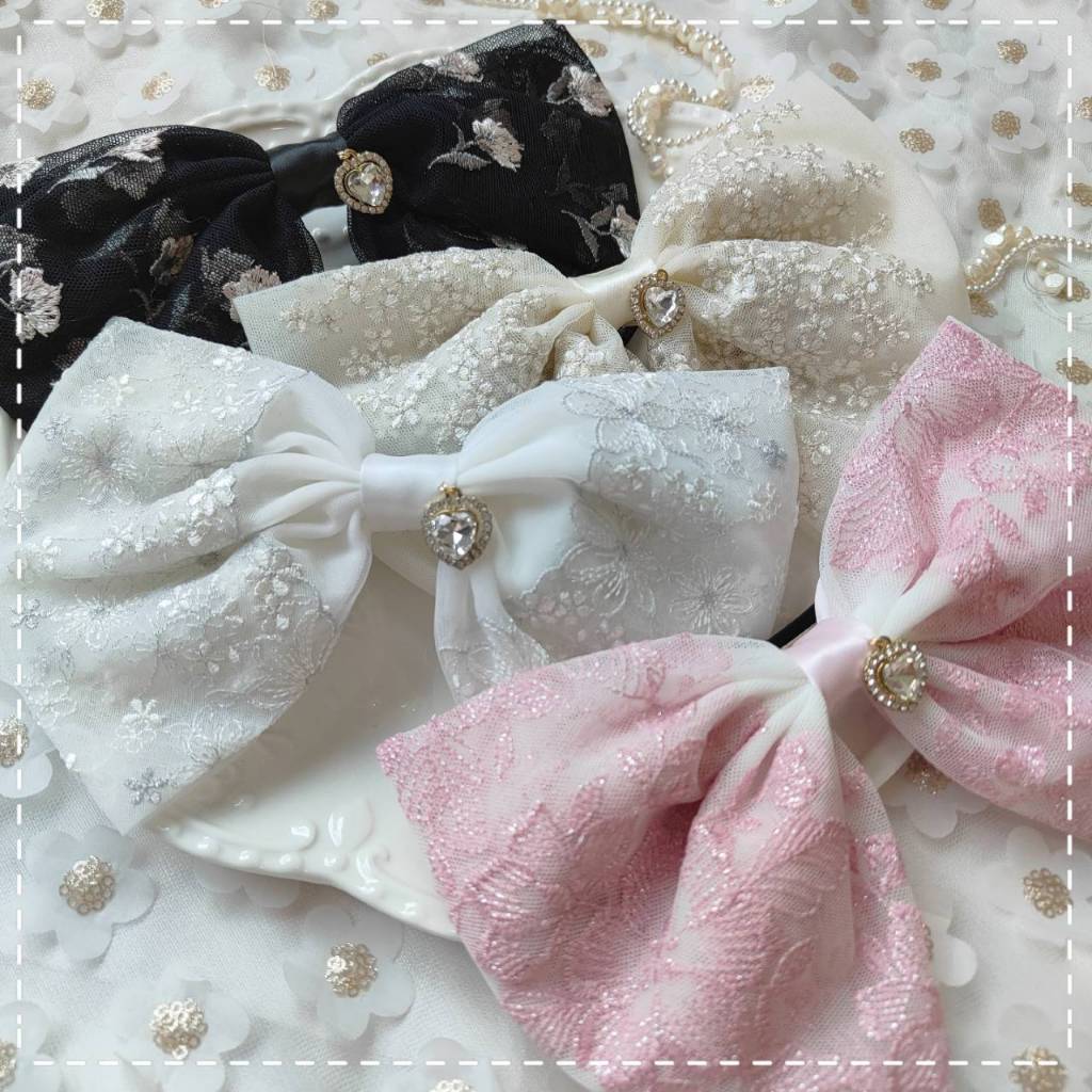 A Dream (4สี 𝙉𝙀𝙒🌷) กิ๊บสปริงโบว์ลูกไม้ทรงโบว์หวานๆ เรียบหรูติดออกงานได้ กิ๊บไซร์ยาว 8ซม. (พร้อมส่ง🚛)