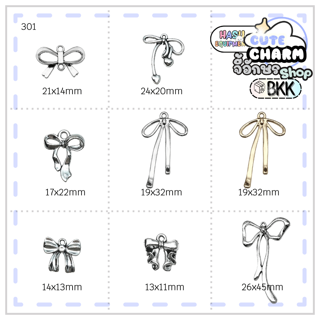 HasuEquipment 1 ชิ้น Ribbon Charm จี้โบว์ จี้น่ารัก อะไหล่เครื่องประดับ จี้สร้อยคอ  Hasu equipment [Charm]