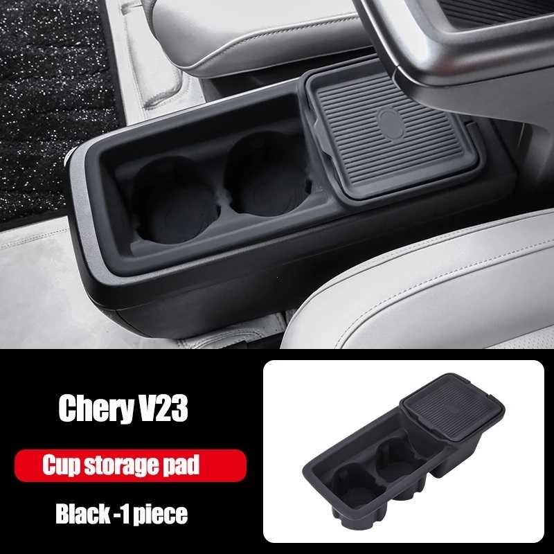 รถที่เท้าแขนกล่องเก็บสําหรับ Chery ICAR V23 รถไร้สายชาร์จ NFC ซิลิโคน Pad กล่องเก็บเงียบ Anti-slip อุปกรณ์เสริมภายใน ราคาถูก Shopee Lazada