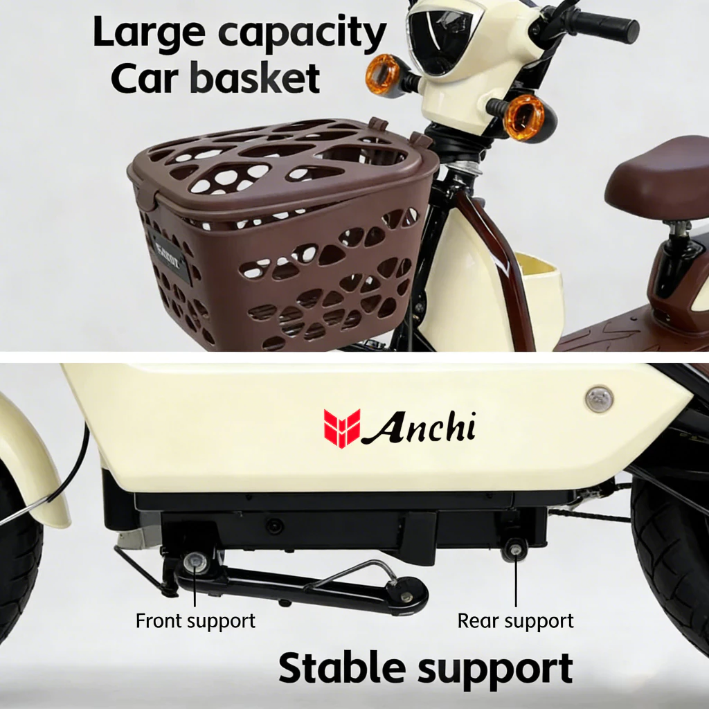 Anchi จักรยานไฟฟ้า 48V12A มอเตอร์ 580W ไฟเลี้ยว ตะกร้ารถ thumbnail 9