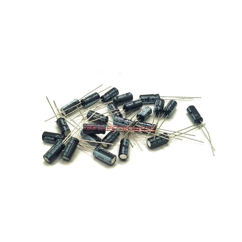 ราคา 10ตัว 👉👉 C10UF  C10MF C 10UF  16VDC 25VDC CAPACITOR 10UF คาปาซิสเตอร์ขาลวด 16V 25V ขนาด 5*11MM.