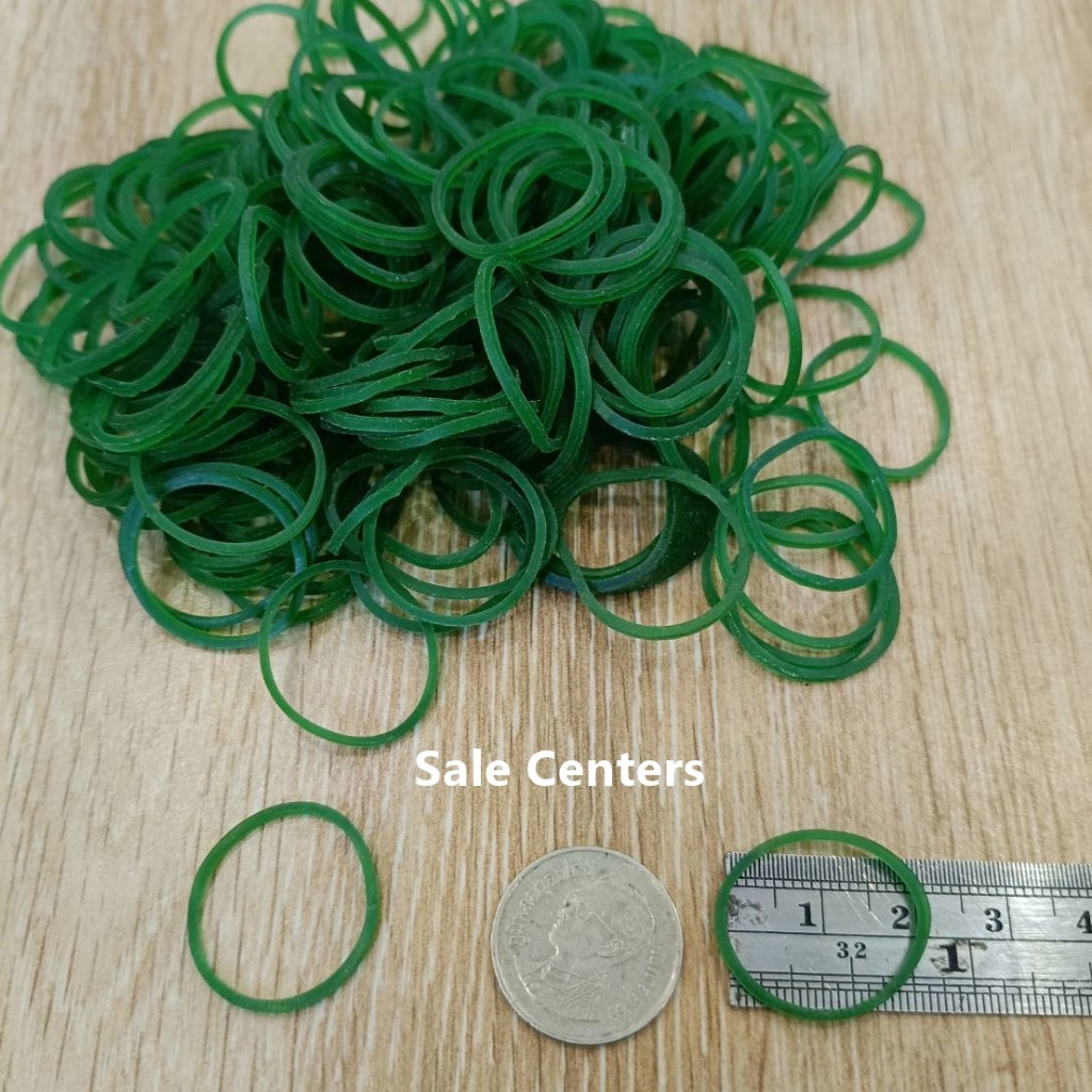 หนังยางรัดแหนม สีเขียว หนังยางจิ๋ว ขนาดวง 2 cm. ยางจิ๋ว วงเล็ก (50 และ 100 กรัม) ยางวงเล็ก mini Rubber band