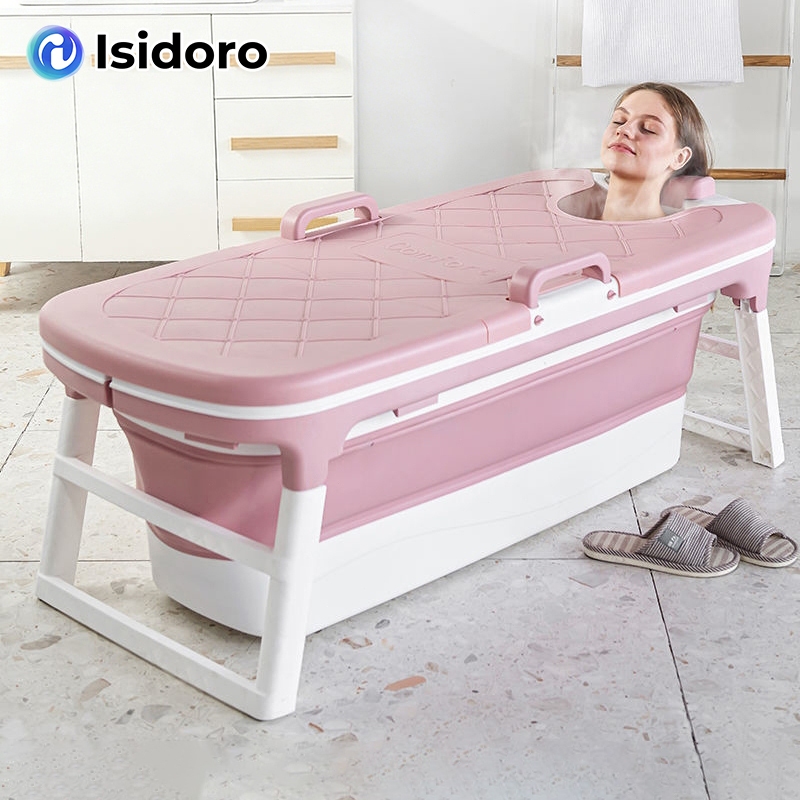 Isidoro ถังอาบน้ำพร้อมฝาปิด อ่างอาบน้ำ แบบพับได้ อ่างแช่น้ำ ผู้ใหญ่สามารถนอนแช่ได้ พลาสติกเกรดพรีเมียม