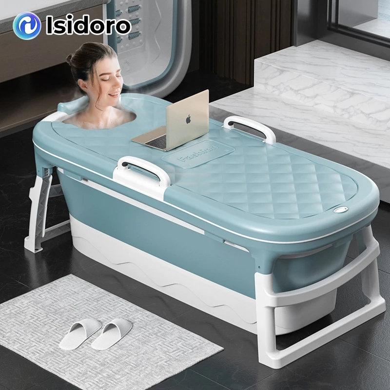 Isidoro อ่างอาบน้ำพับได้ ถังอาบน้ำพร้อมฝาปิดสำหรับผู้ใหญ่