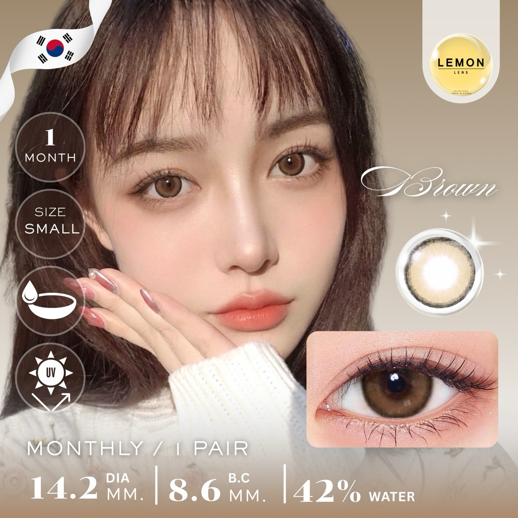 0702-CA | 🤎คอนแทคเลนส์รายเดือน Hydrogel สีน้ำตาล Brown Mini(ลายเล็ก) DIA14.2 💧water42% [ขนาดเล็ก ตาห