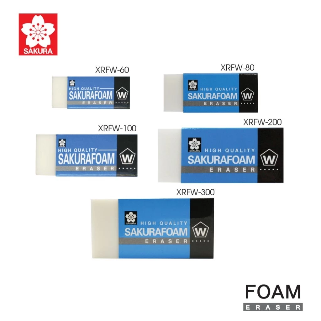 SAKURA ยางลบดินสอ รุ่น Foam XRFW ยางลบโฟมก้อนสีขาว เนื้อนุ่ม ลบสะอาด ไม่ทิ้งคราบ