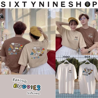 เสื้อยืดผ้าคอตตอน M-4XL พิมพ์ลาย " Baking Buddies " พร้อมส่ง