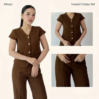 S004 | Tweed classy set ( เสื้อ + กางเกงขายาว )