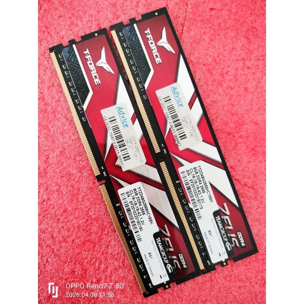 RAM 16GB (8G+8G)TEAM ZEUS DDR4 บัส2666MHz ประกัน Advice L-T