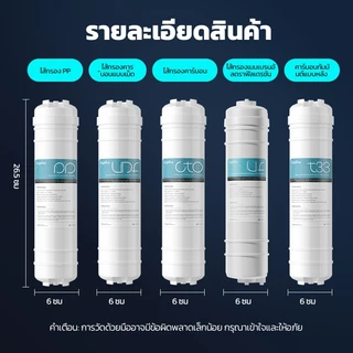 ชุดไส้กรองน้ำ 5 ขั้นตอน แบบอัลตร้าฟิลเตรชัน ชุดต่อเชื่อมแบบเร็วสไตล์เกาหลี ไส้กรองแบบรวม PP-UDF-CTO-UF-T33 ชุดครบ 5 ชิ้น