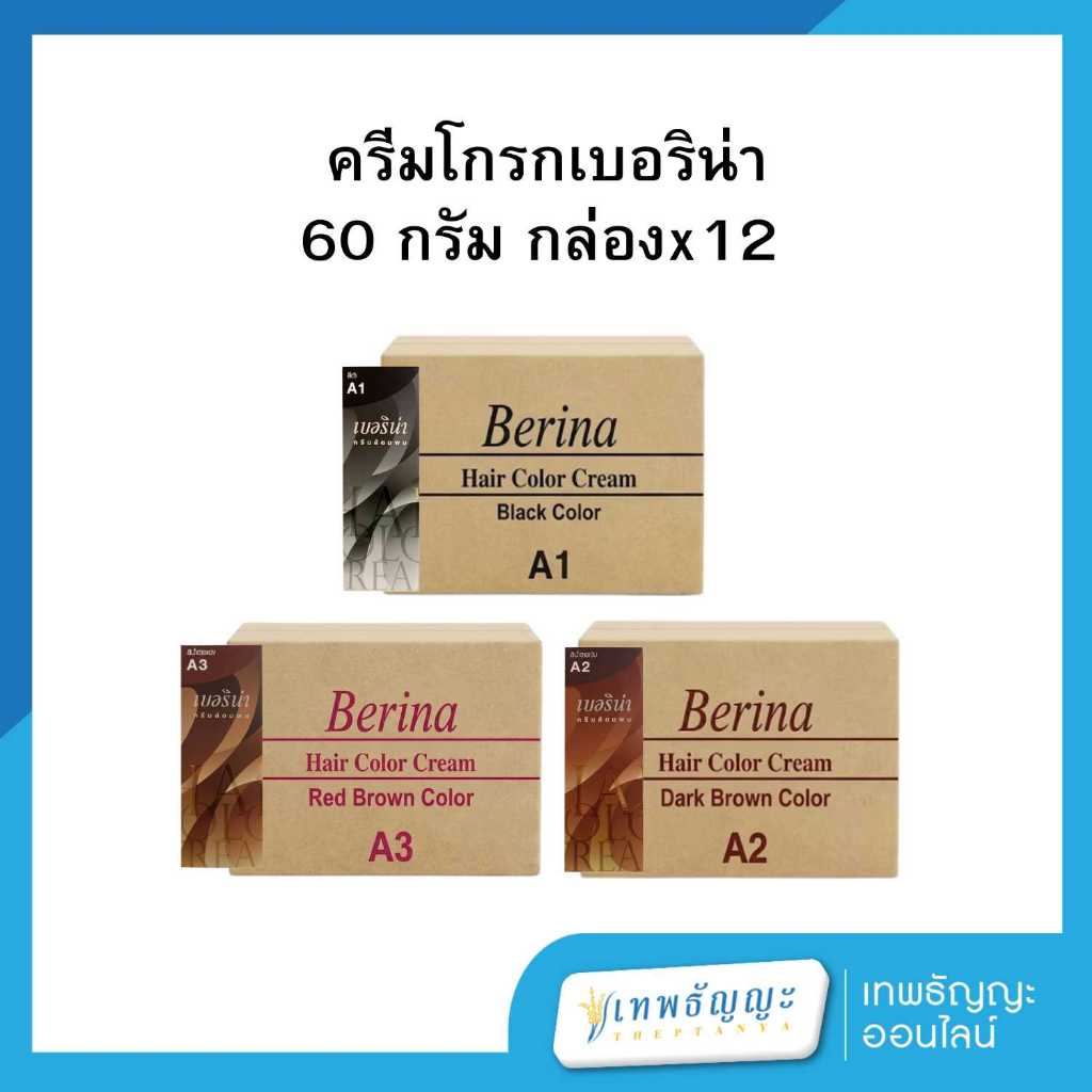 น้ำยาย้อมผมเบอริน่า 60 กรัม กล่องx12