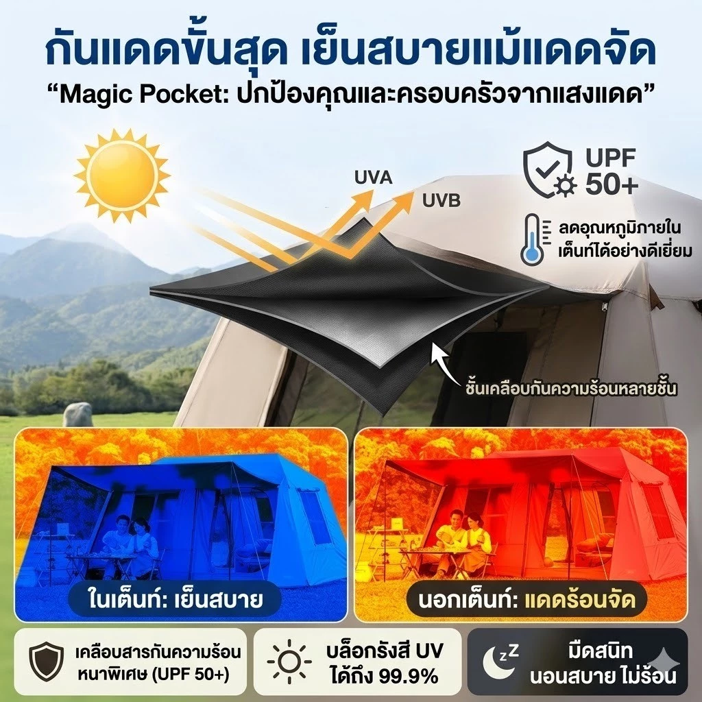 Magic Pocket เต็นท์กางออโต้ 2 ห้องนอน 1 ห้องนั่งเล่น thumbnail 5